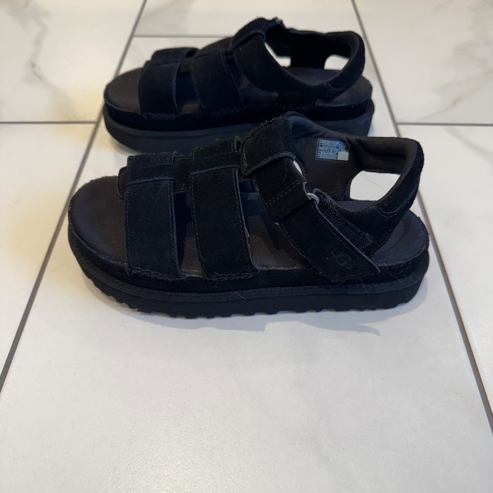 UGG Black Suede Women's Platform Sandals Size 7 NWOT - Picture 2 of 5